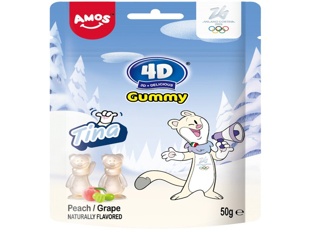Amos 4D Tina Gummy Peach Grape 50G