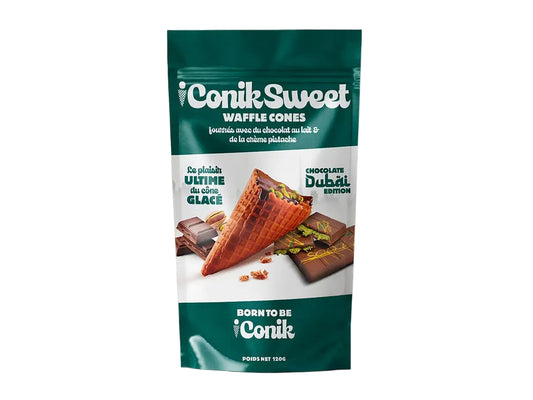 iConiksweet Waffle Cones - Chocolat au lait & crème de pistache
