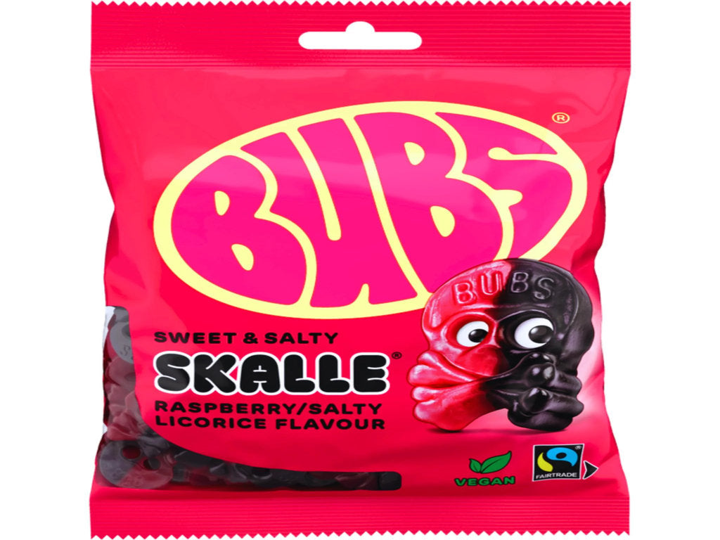 Bubs Skalle Sweet &amp; Salty Raspberry Licorice 90G