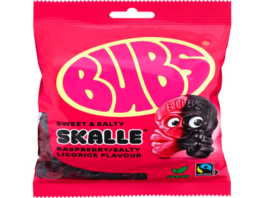 Bubs Skalle Sweet &amp; Salty Raspberry Licorice 90G
