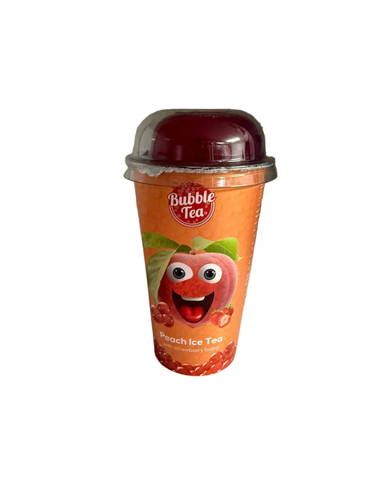 Bubble Tea Peach Ice Tea with strawberry